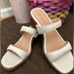 Madewell The Saige Double-Strap Sandal in Leather Pale Oyster